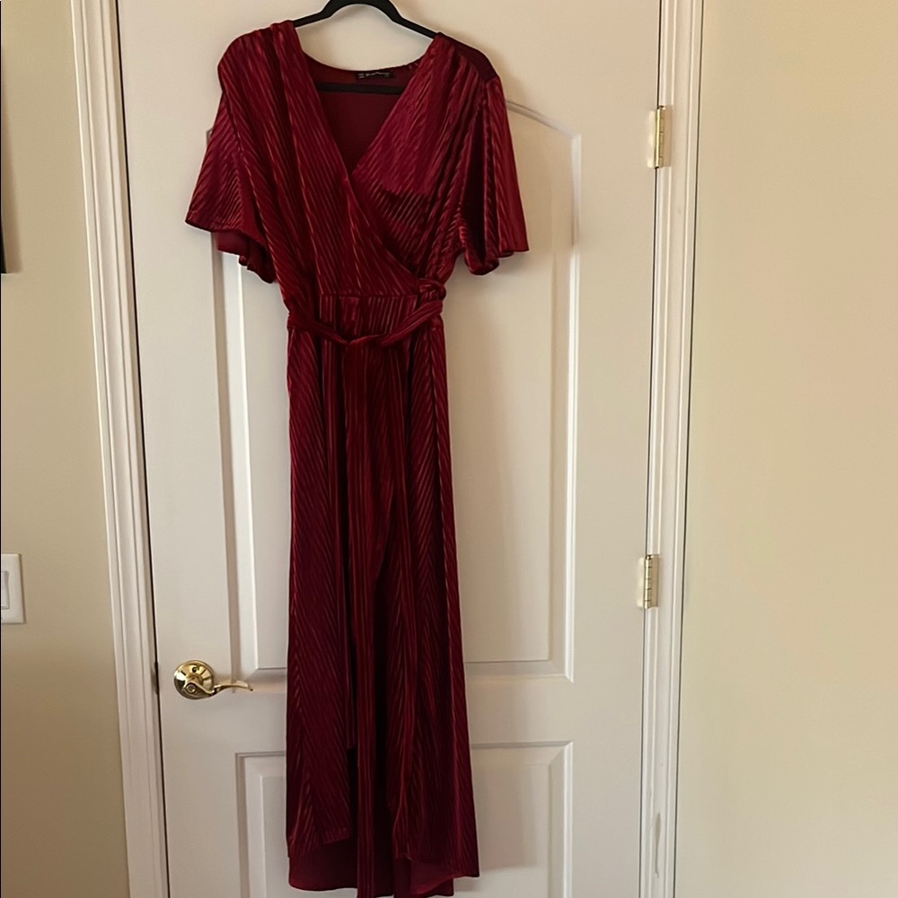 Elegant Red Wrap Dress